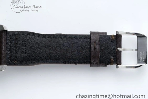 MIROTIME 0126 Pilot Chrono SS AZF 1:1 Best Edition Black Dial Orange Markers on Brown Leather Strap A EasyCare 7065